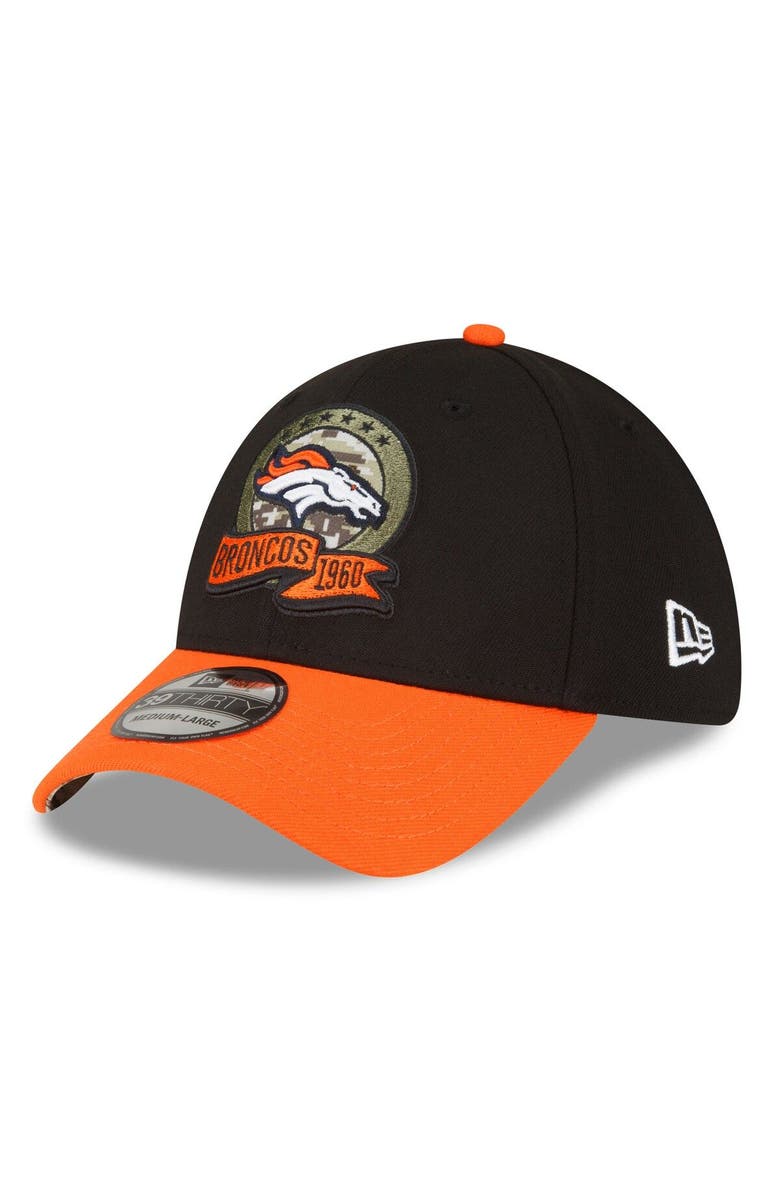 New Era Men's New Era Black/Orange Denver Broncos 2022 Salute To Service 39THIRTY Flex Hat, Alternate, color,