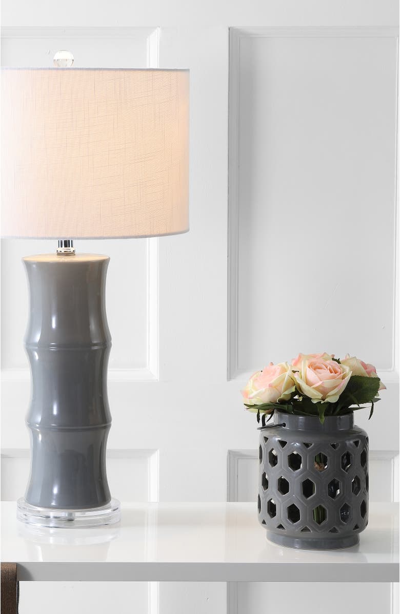 JONATHAN Y Tiki 26.5" Ceramic LED Table Lamp, Alternate, color, Gray