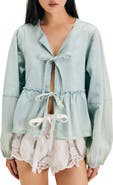 Free People Brunch Babe Chambray Top