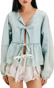 Free People Brunch Babe Chambray Top