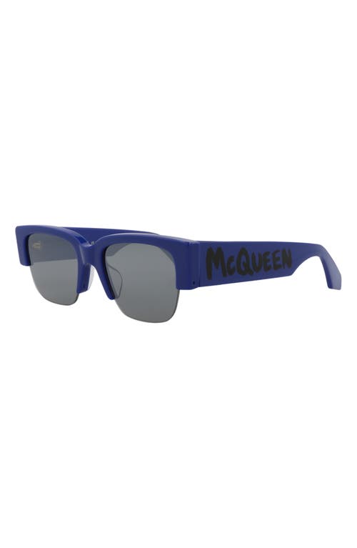 Alexander Mcqueen Mcqueen 54mm Rectangle Sunglasses In Blue Blue Silver