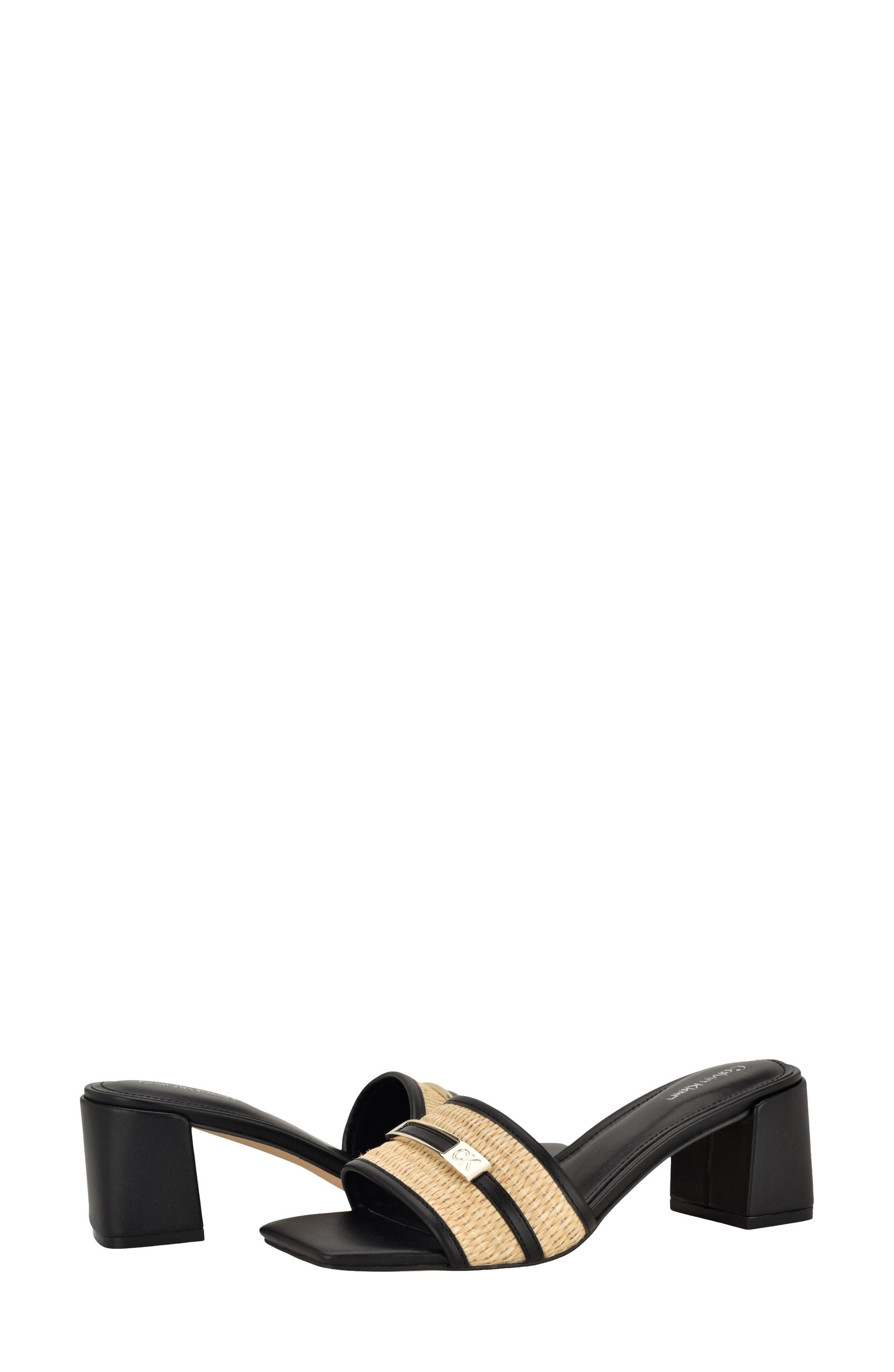 Calvin Klein Paloma Slide Sandal, Alternate, color, Natural/ Black