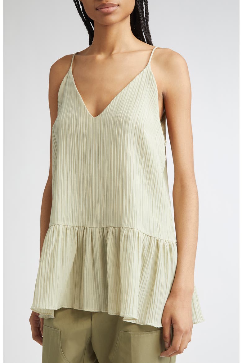 Lily Parchment Textured Organic Cotton & Organic Silk Peplum Top, Alternate, color, LIME BLOSSOM