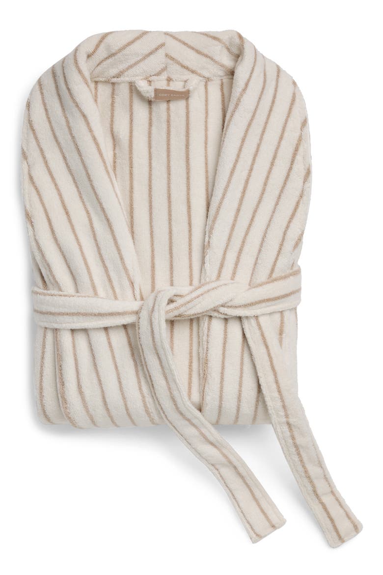 Striped Luxe Bath Robe, Alternate, color, SAND/ SEASHELL