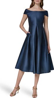 Donna Karan New York Off the Shoulder Dupioni Cocktail Dress