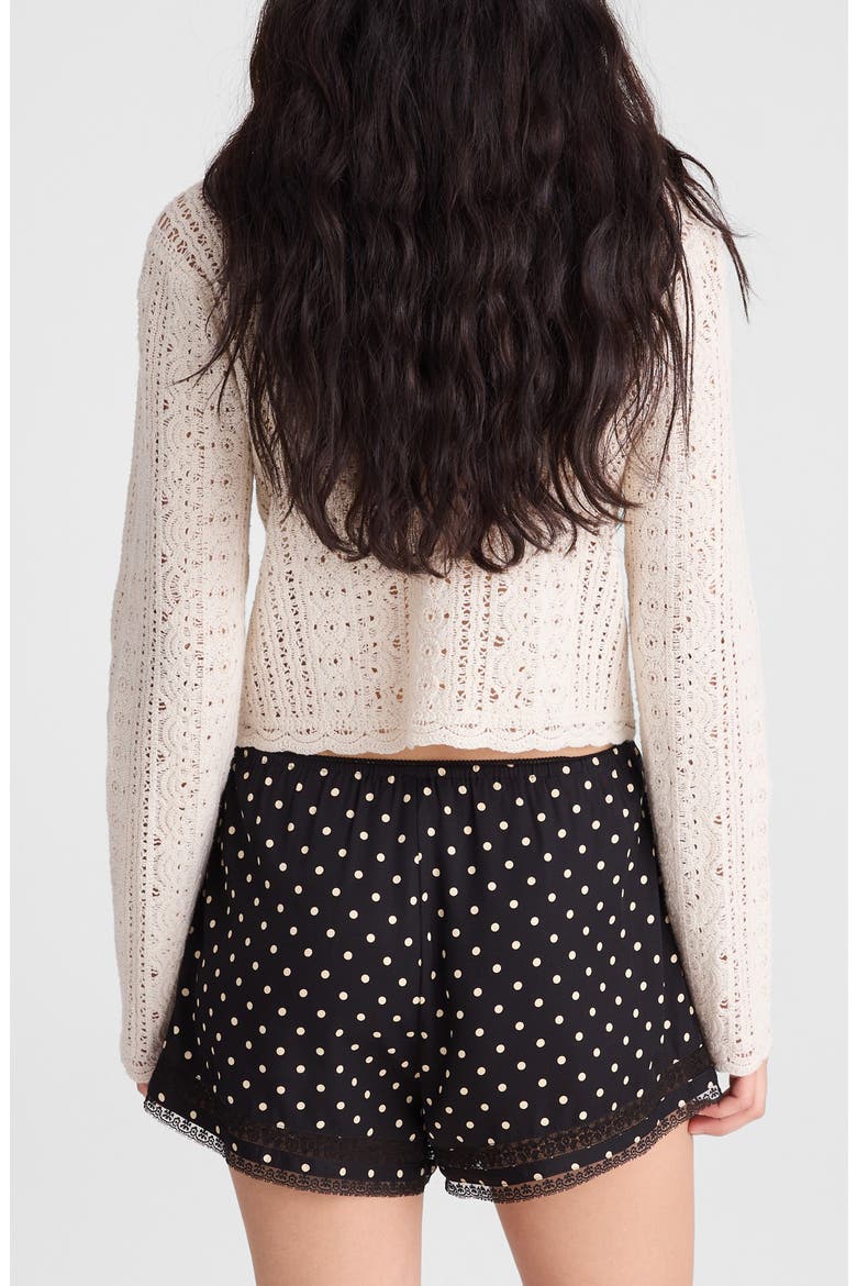 Lace Trim Pull-On Shorts, Alternate, color, JET BLACK