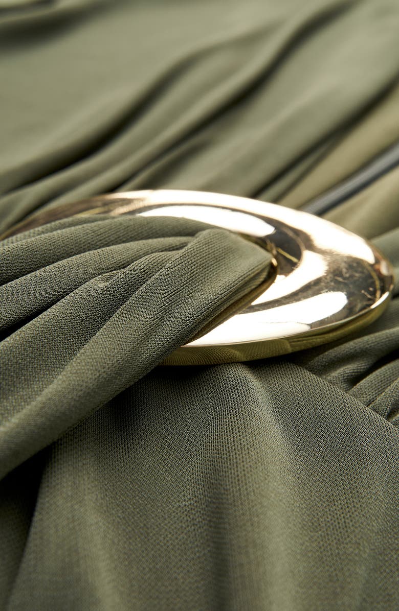 HALSTON Ahano Plunge Neck Long Sleeve Jersey Gown, Alternate, color,