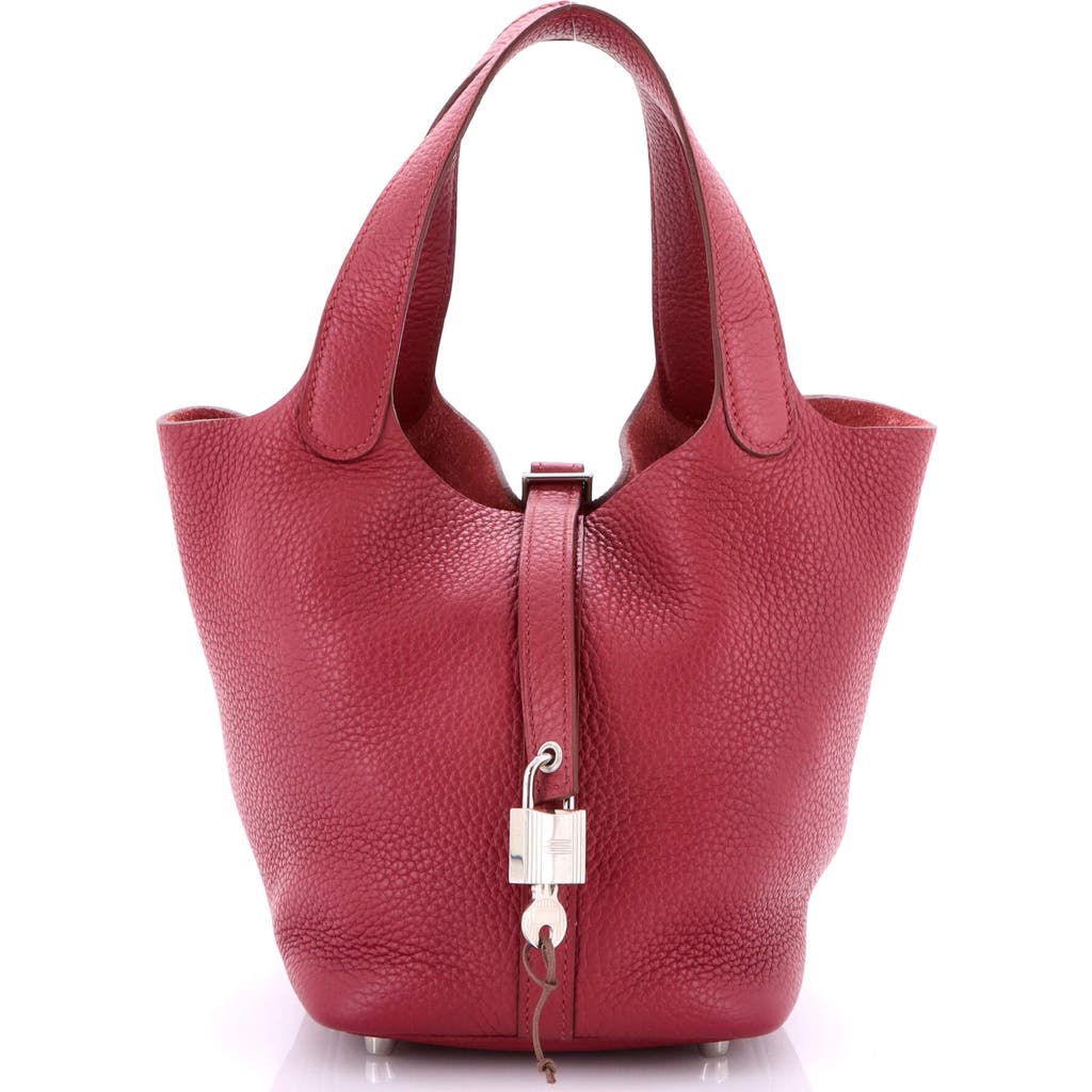 Pre-owned Hermes Hermes Picotin Lock Bag Clemence Pm In Red