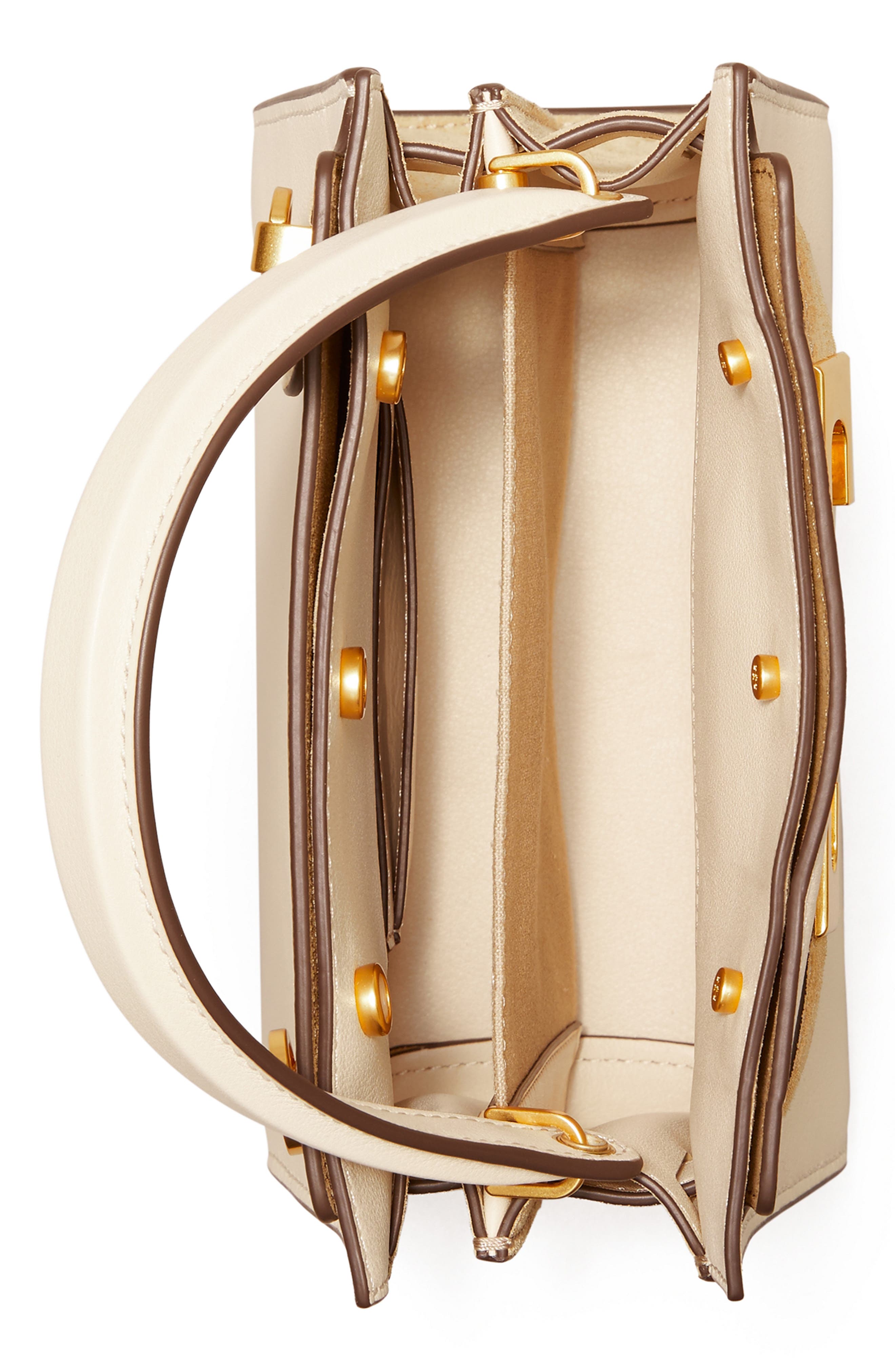 Tory Burch Petite Lee Radziwill Leather Double Bag, Alternate, color, New Cream
