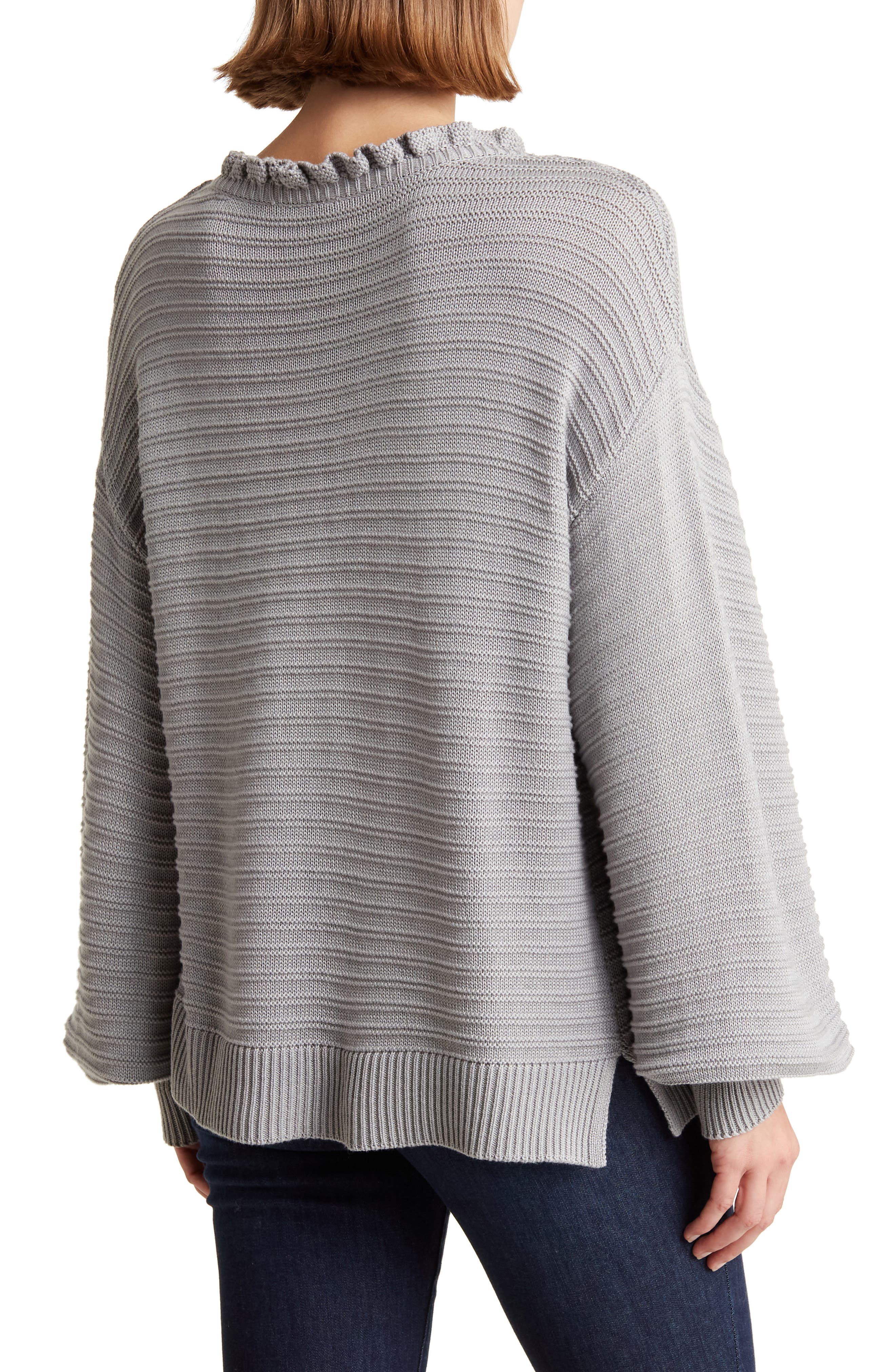 Balloon Sleeve Rib Knit Sweater - image 2