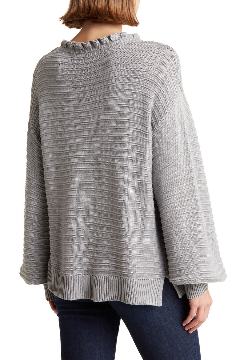 Balloon Sleeve Rib Knit Sweater, Alternate, color, CLOUD