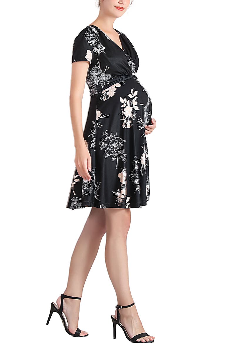 Bess Faux Wrap Maternity/Nursing Dress, Alternate, color, Multicolored