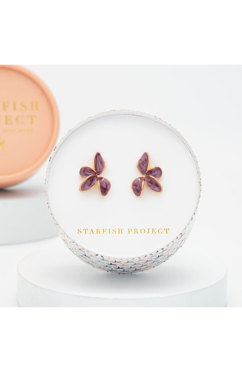 Starfish Project Poised Petal Earrings in Plum, Alternate, color, Purple