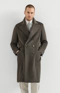 Brunello Cucinelli Lightweight virgin wool cloth one-and-a half breasted coat with peak lapels