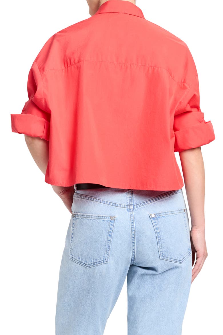 Next Crop Button-Up Shirt, Alternate, color, TOMATO