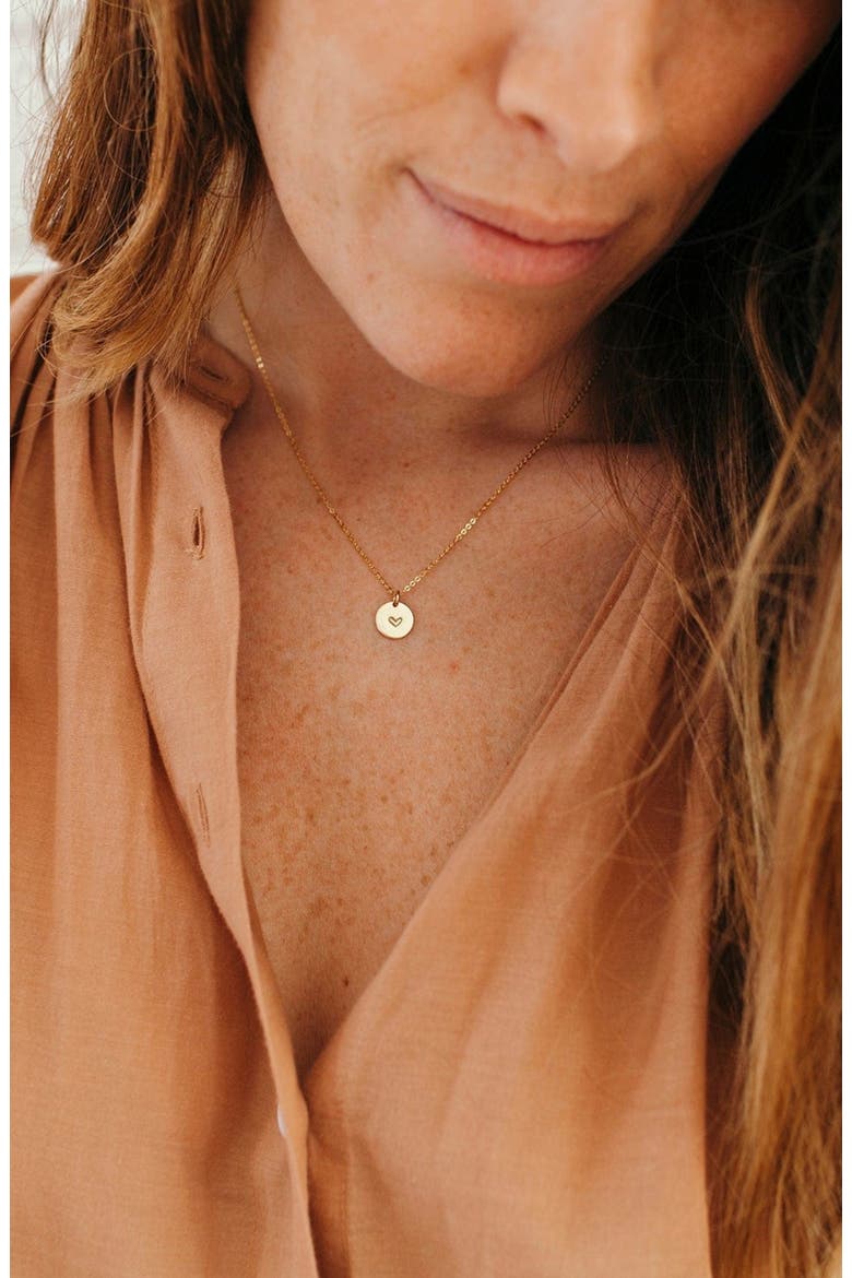 Heart Disc Necklace, Alternate, color, Silver