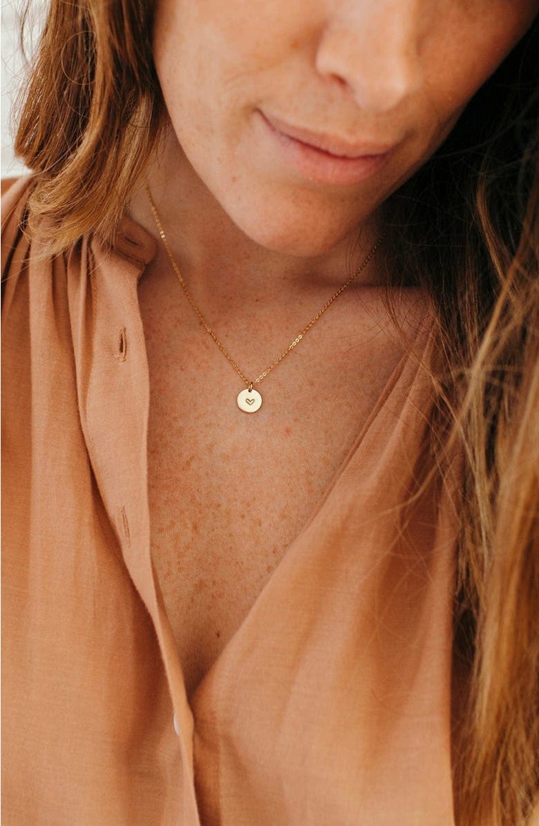 MADE BY MARY Heart Disc Necklace, Alternate, color, Silver