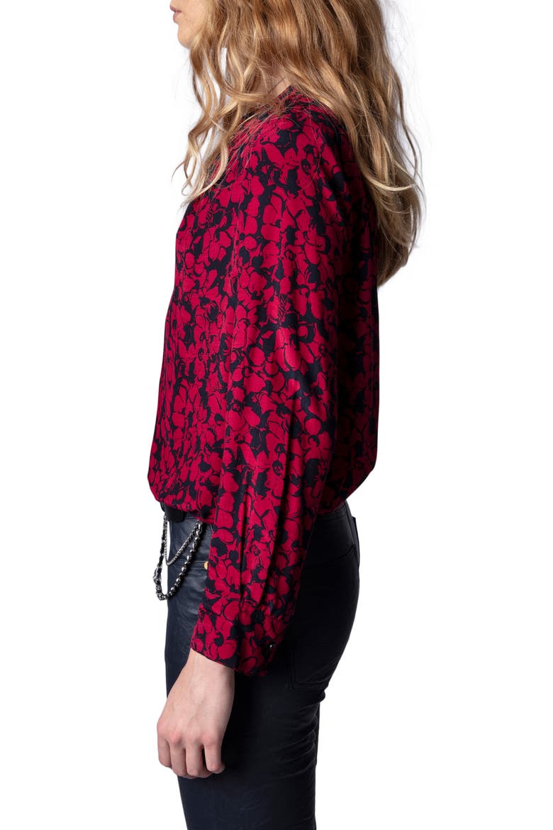 Tink Bico Floral Blouse, Alternate, color, BORDEAUX