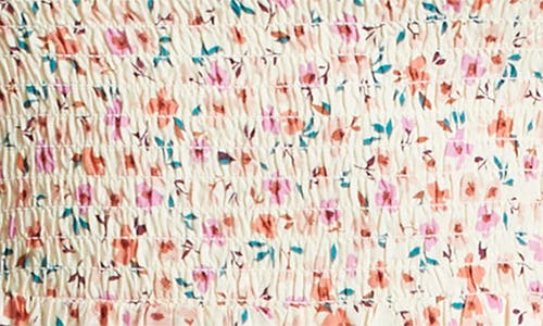 Billabong Off The Coast Floral Smocked Midi Dress In White Cap