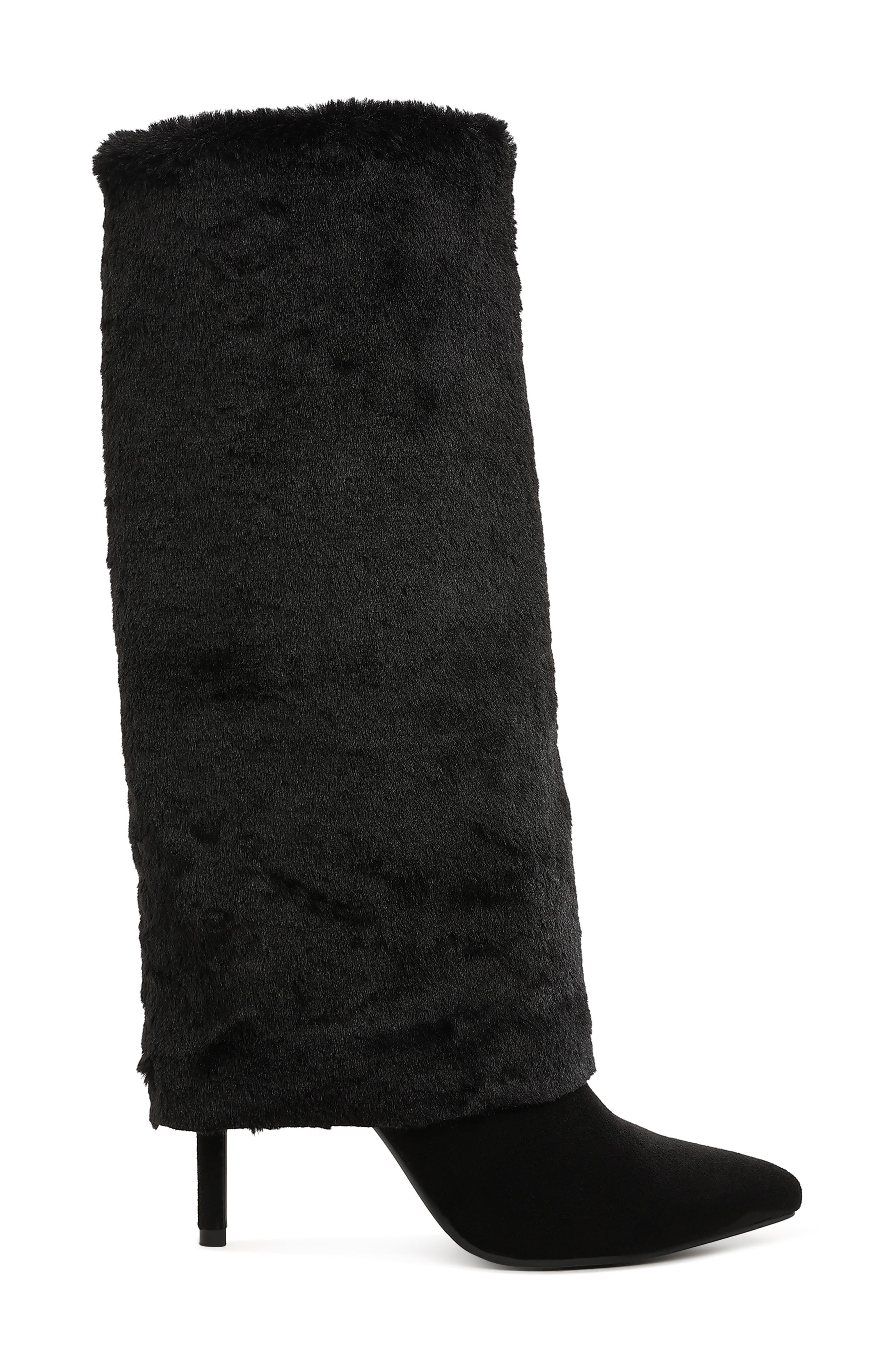 LONDON RAG Everglade Faux Calf Hair Knee High Boot, Alternate, color, Black