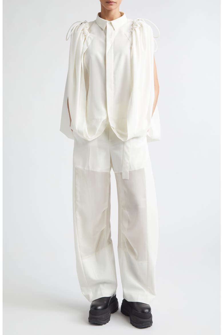 Suiting Button-Up Cape Shirt, Alternate, color, OFF WHITE