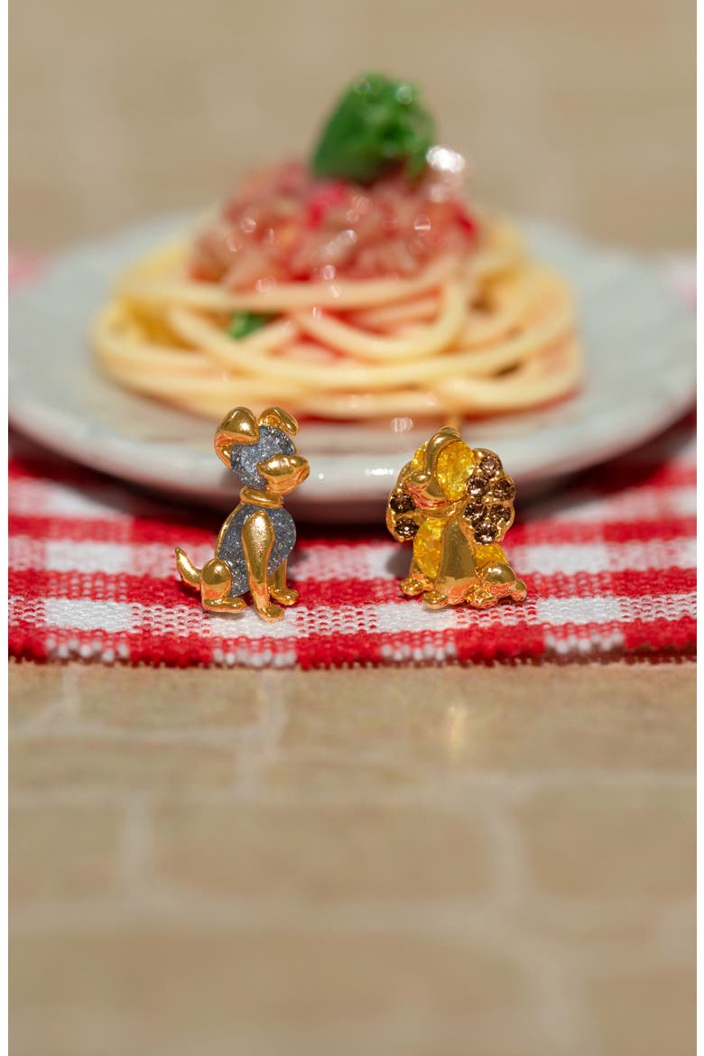 Disney Lady & The Tramp Stud Earrings Set, Alternate, color, GOLD