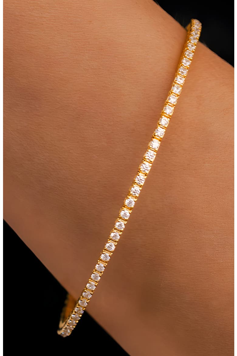 Flexible Diamond Tennis Bracelet, Alternate, color, 18k Gold Plated