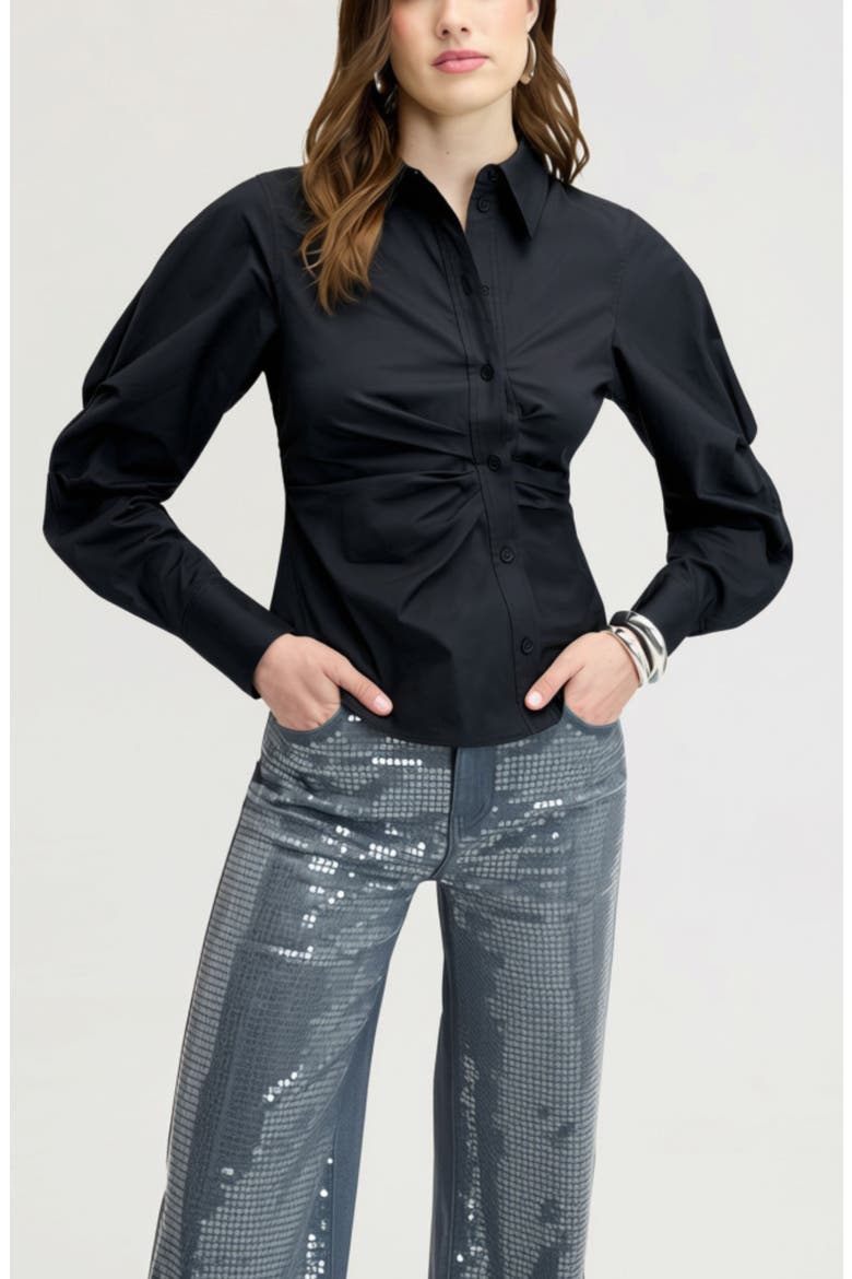 Asymmetrical Button Down Shirt, Main, color, TRUE BLACK