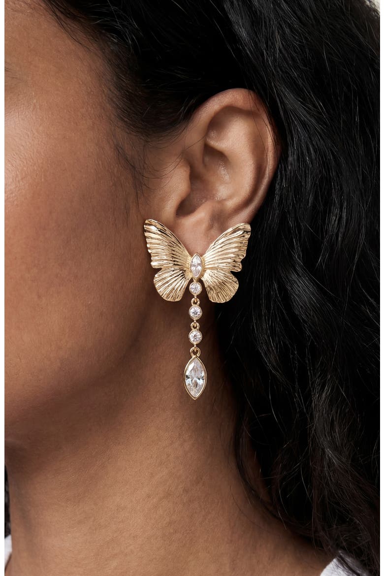 Fluttering Glow Drop Earrings, Alternate, color, GOLD