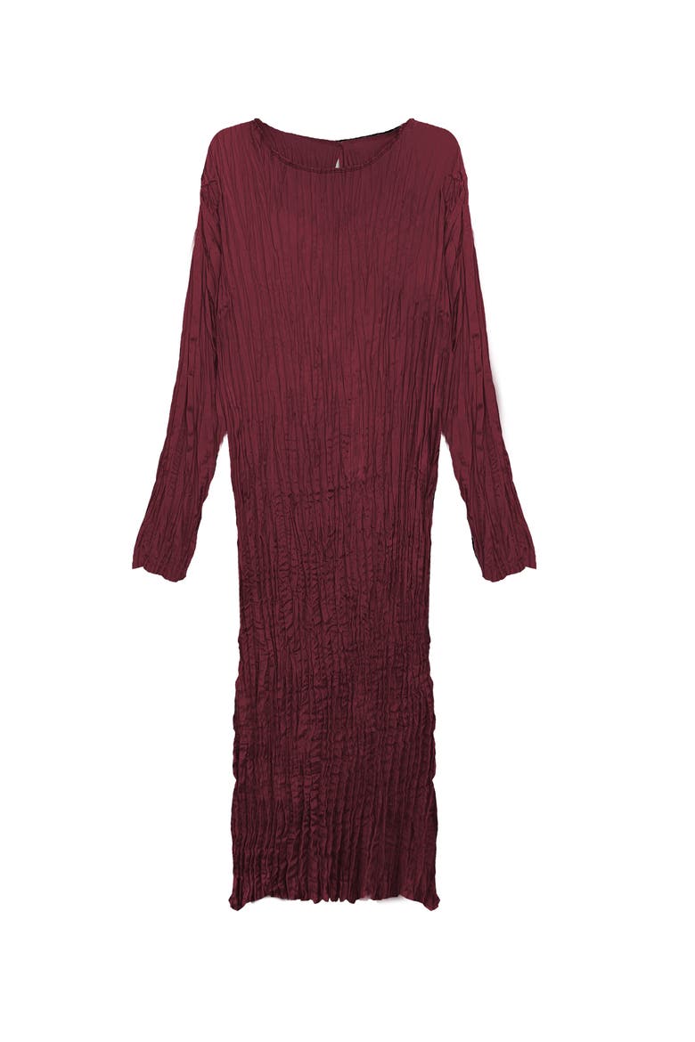Lynda Reversible Satin Pleated Dress, Main, color, Burgundy
