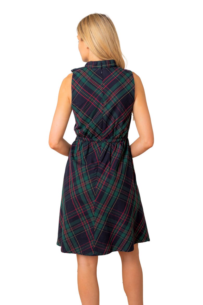 Organic Sleeveless Bow Neck Dress, Alternate, color, Scottish Plaid
