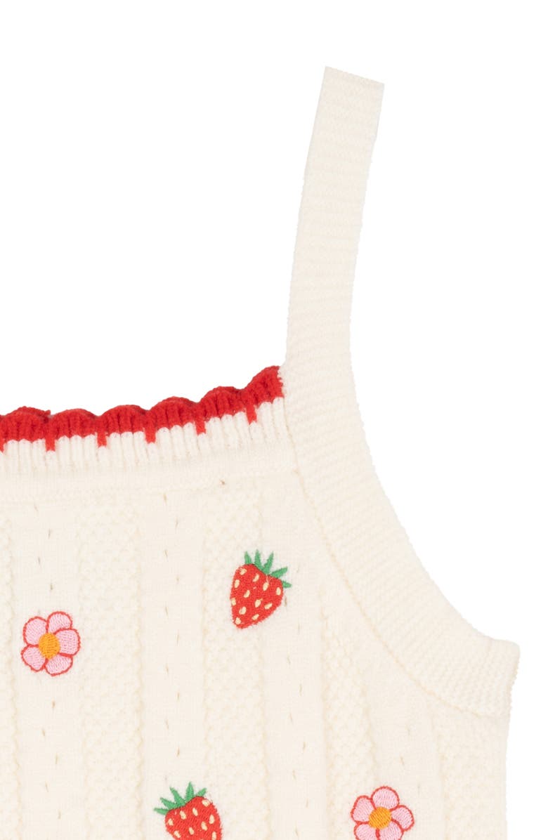 Rare Editions Kids' Strawberry Knit Tank & Chambray Shorts Set, Alternate, color, Off White