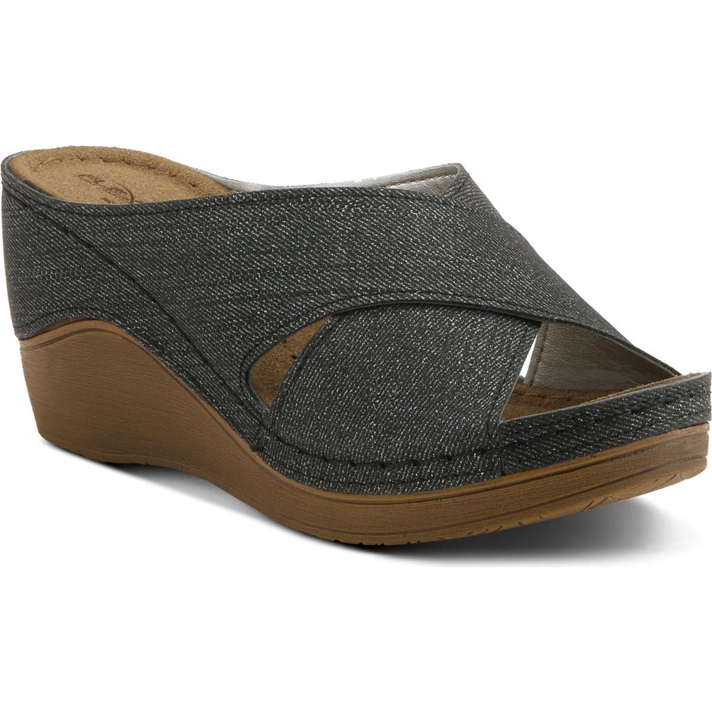 Flexus By Spring Step Wedge Sandal In Black