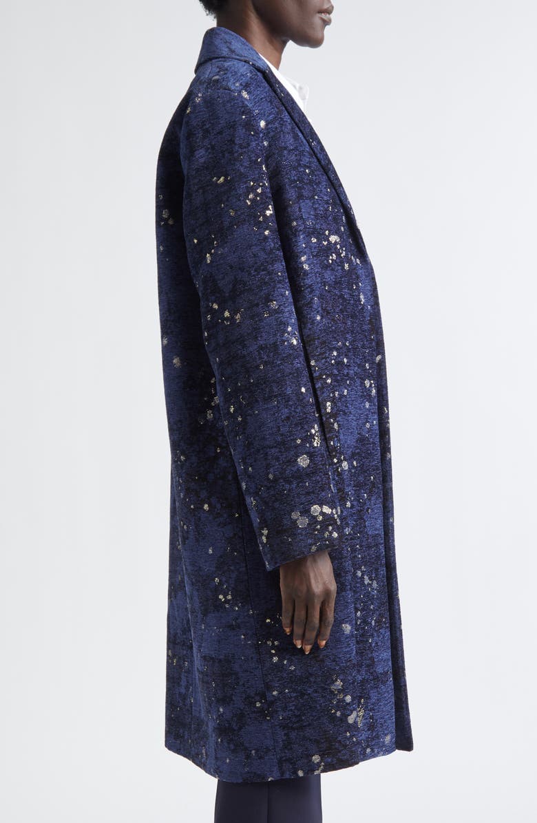 Lafayette 148 New York Soft Shoulder Metallic Jacquard Coat, Alternate, color, Galaxy Blue Multi