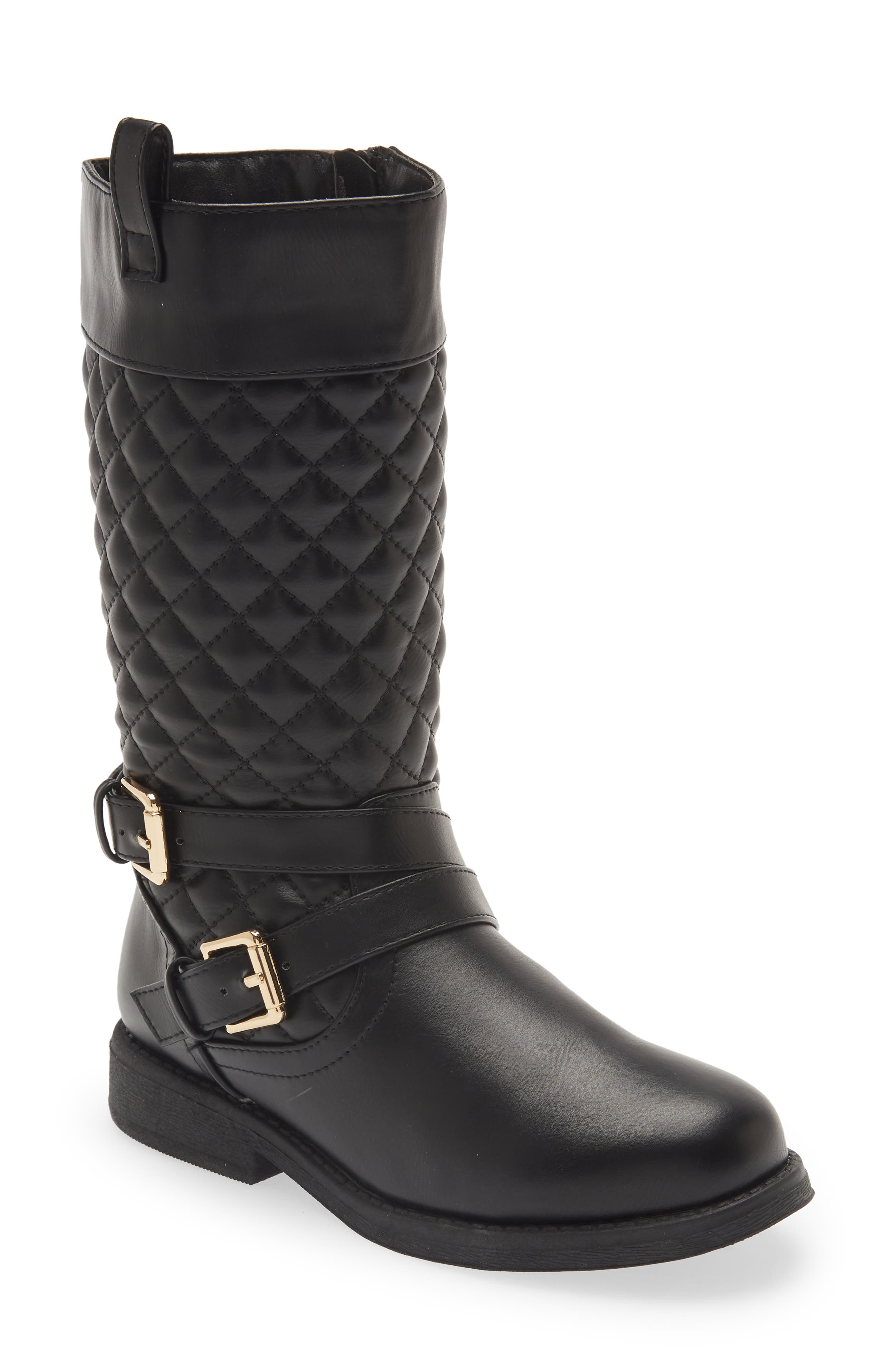 DREAM PAIRS Moto Knee High Boot, Main, color, Black