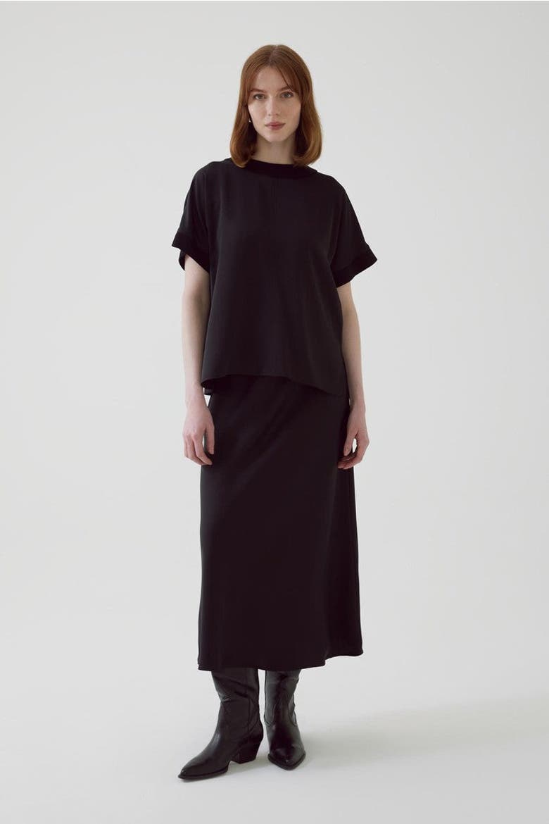 Alberic Satin Blouse, Alternate, color, BLACK