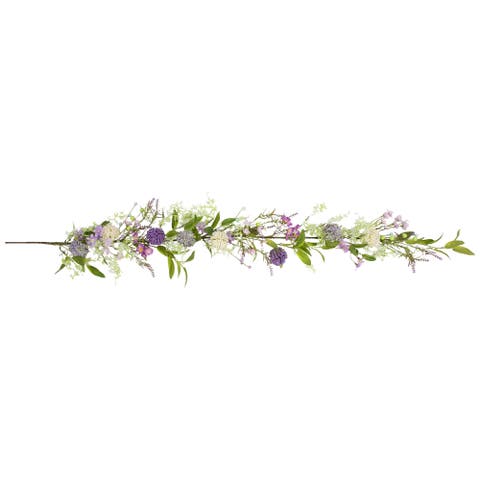 Wildflower and Berry Spring Garland - 5' - Purple