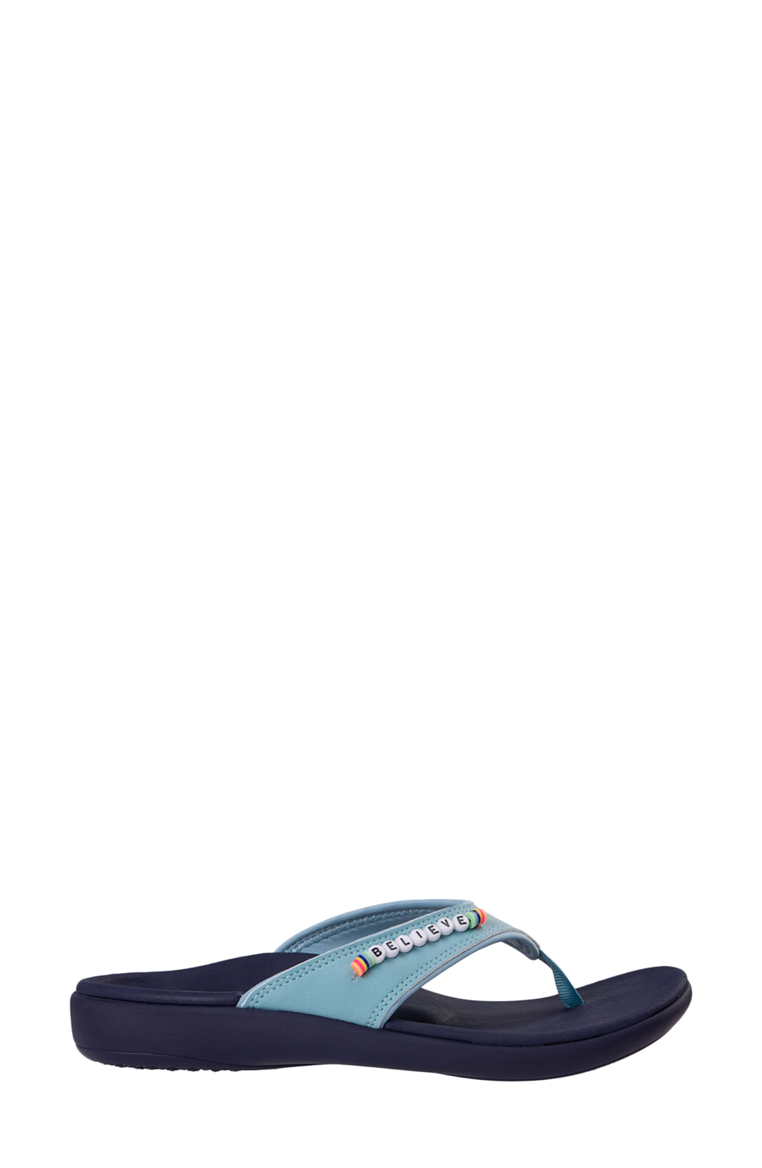 Yumi Friendship Believe Beaded Flip Flop, Alternate, color, BLUE