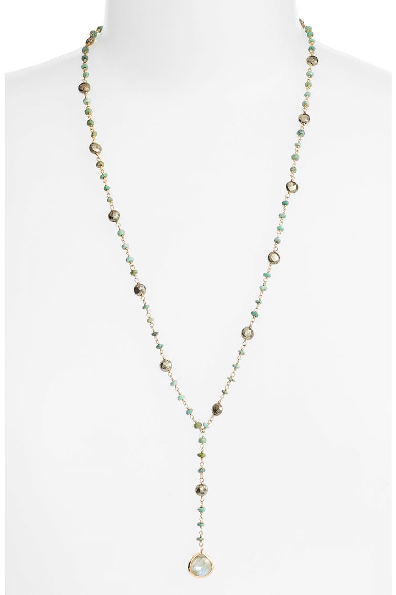 Yaeli Satellite 24 Semiprecious Stone Y-Necklace, Main, color, TURQUOISE / LABRADORITE