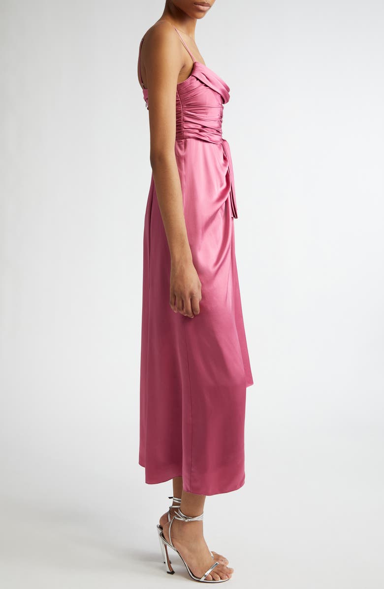 Cinq à Sept Kasia Ruched High-Low Silk Maxi Dress, Alternate, color, Shallot