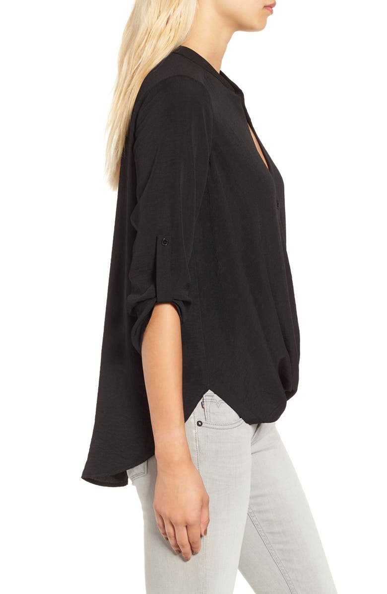 All in Favor Twist Front Woven Shirt, Alternate, color, 