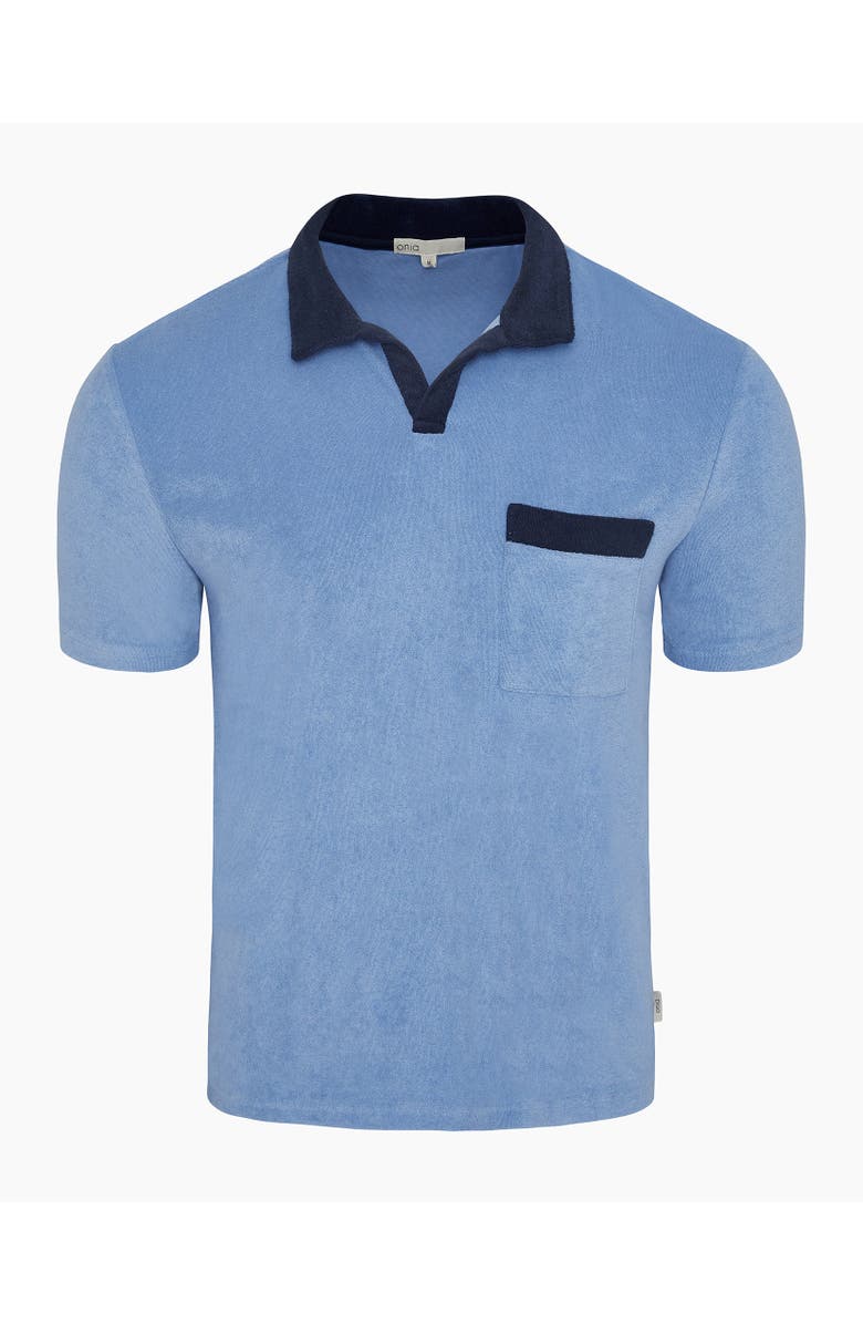 Onia Towel Terry Pocket Johnny Collar Polo, Alternate, color, Riviera/Navy