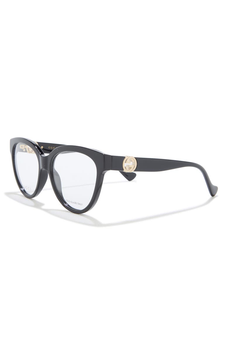Gucci 54mm Cat Eye Optical Frames, Alternate, color, Black Black Transparent