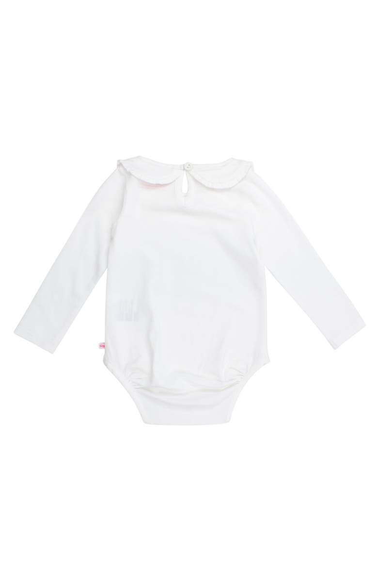RuffleButts Baby Girls Knit Long Sleeve Ruffle Peter Pan Bodysuit, Alternate, color, White