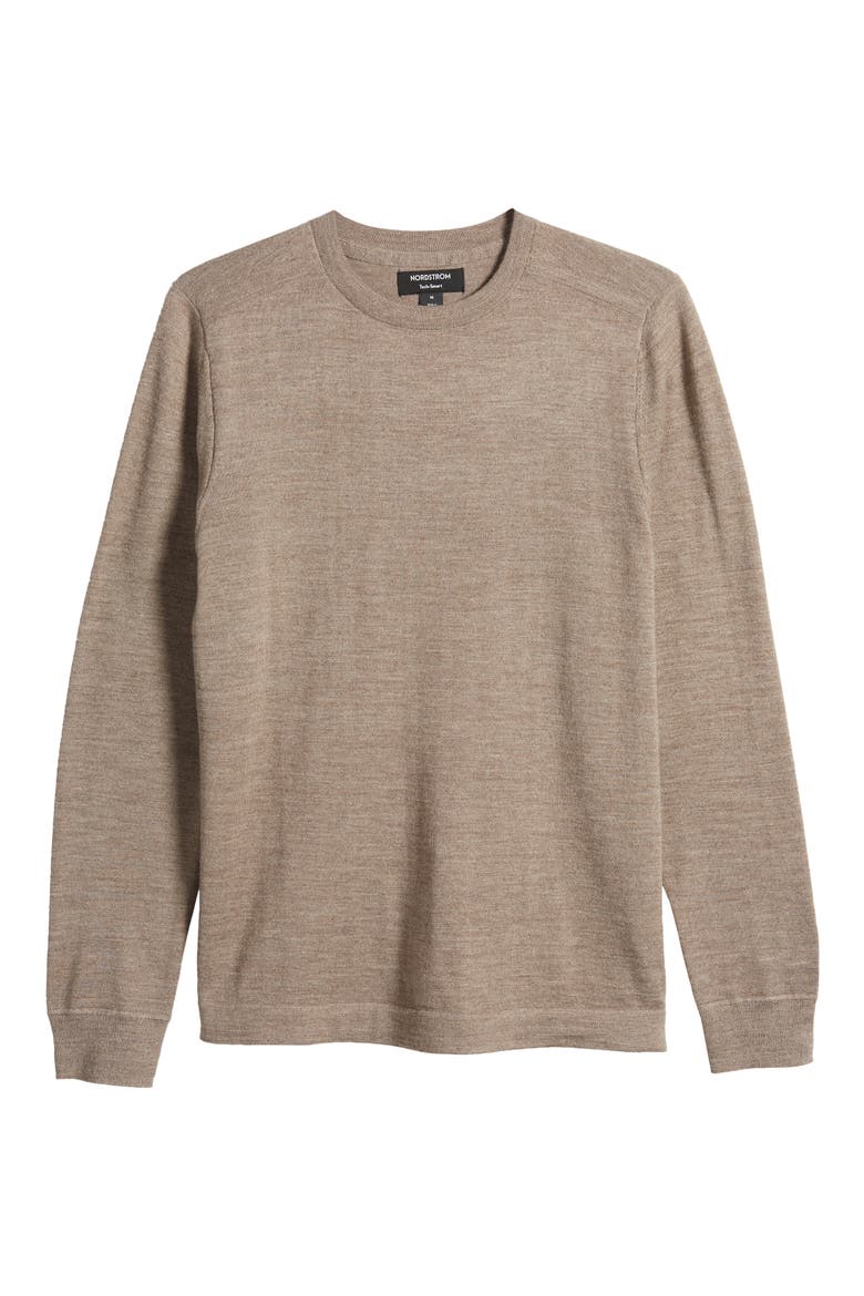 Tech Smart Crewneck Wool Blend Sweater, Alternate, color, TAN GREIGE