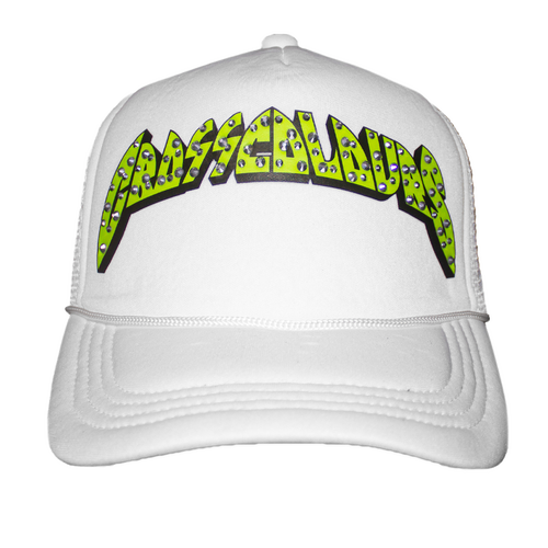 Cross Colours Studded Rock of Ages Trucker Hat in White 