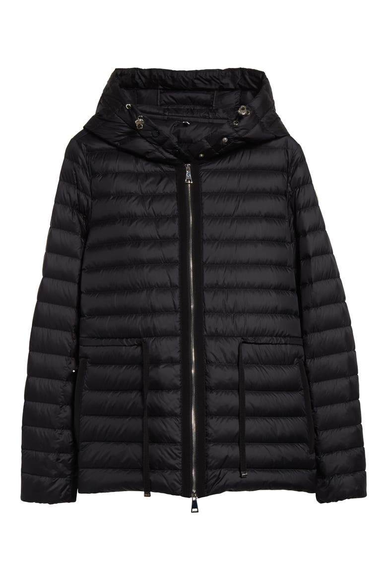 Raie Short Nylon Down Puffer Jacket, Alternate, color, BLACK/BLACK