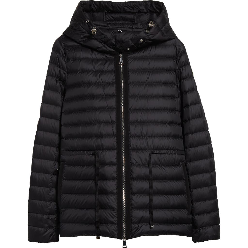 Moncler Raie Packable Down Hooded Jacket In Black