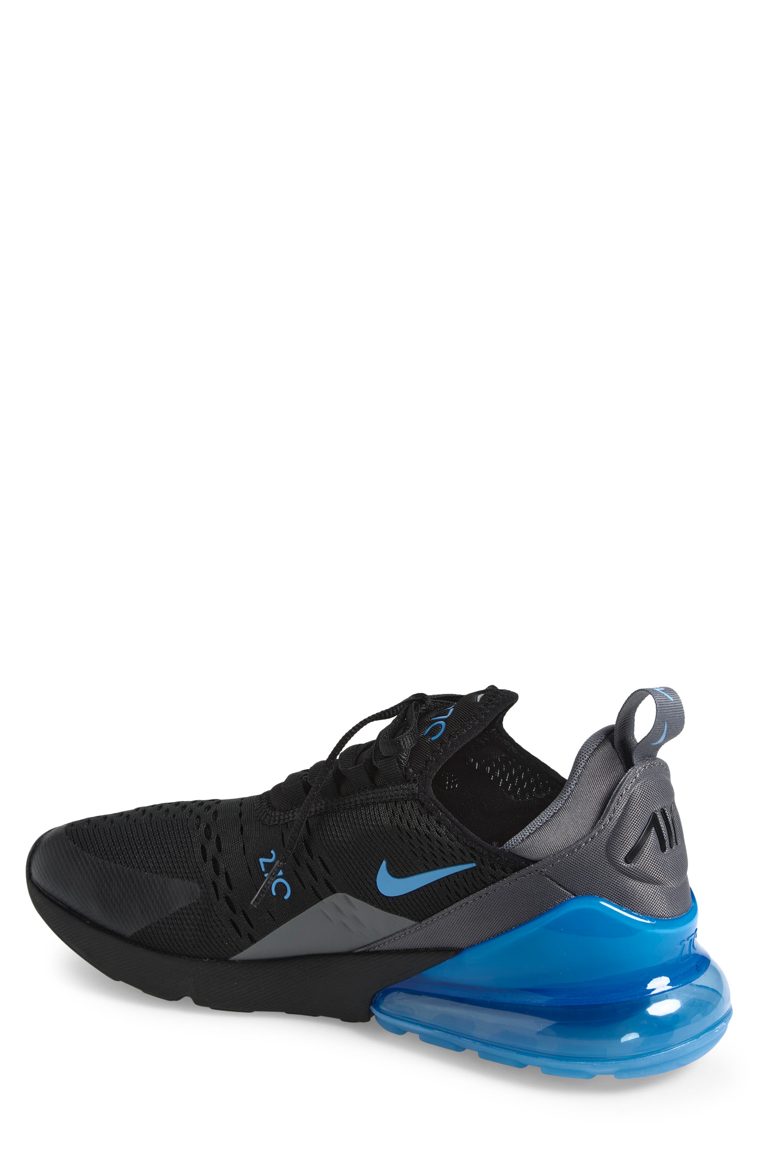 Air Max 270 Sneaker, Alternate, color, BLACK/ UNIVERSITY BLUE