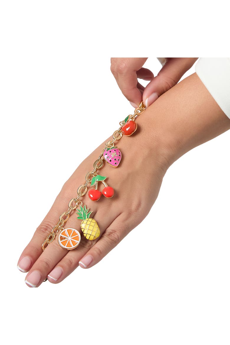 Tropical Fruit Charm Bracelet, Alternate, color, Gold Tone